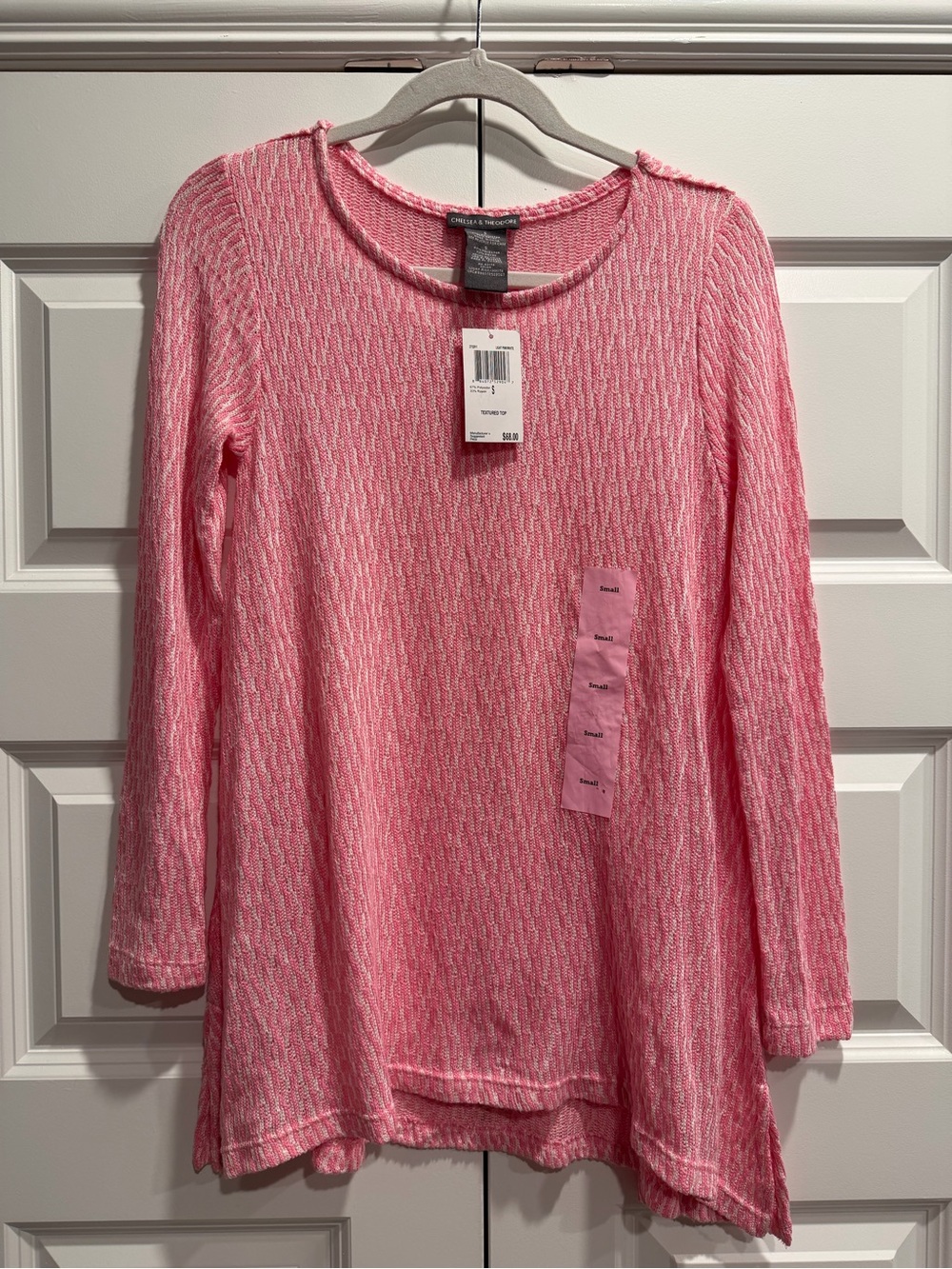 Women’s Pink Long-Sleeve Textured Knit Top